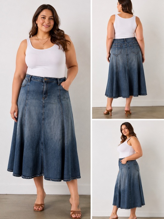 St. John's Bay Dresses & Skirts - St. John’s Bay Vintage Stretch Denim Midi Skirt Size 14
